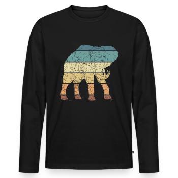Elephant Spirit Animal Retro Vintage Design - Men's Premium Organic Long Sleeve Shirt - black - Front - Nico (187cm)