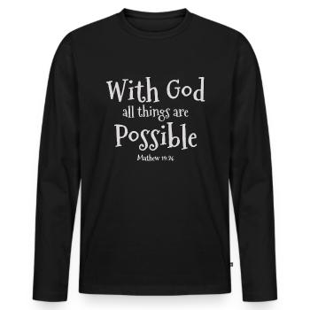 Inspiring Christian Design "Faith Over - Men's Premium Organic Long Sleeve Shirt - black - Front - Nico (187cm)