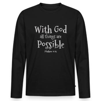 Conception de versets bibliques inspirants "Faith About - T-shirt manches longues Premium bio Homme - noir - Devant - Nico (187cm)