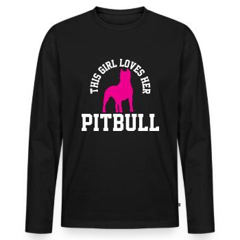 Collection de conception d’œuvres d’art uniques Pitbull Girl - T-shirt manches longues Premium bio Homme - noir - Devant - Nico (187cm)