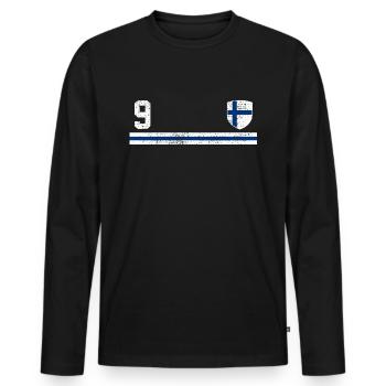 Découvrez la beauté du finnois - T-shirt manches longues Premium bio Homme - noir - Devant - Nico (187cm)
