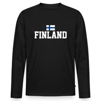 Découvrez le design du drapeau scandinave - T-shirt manches longues Premium bio Homme - noir - Devant - Nico (187cm)