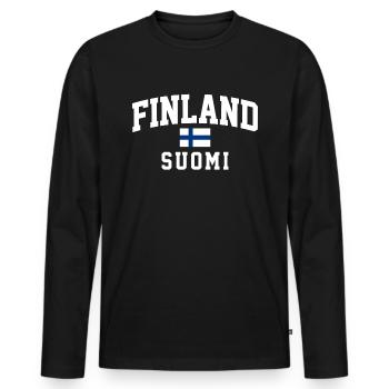 Art scandinave unique avec - T-shirt manches longues Premium bio Homme - noir - Devant - Nico (187cm)