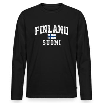 Helsinki Vibes Finnish Flag Scandinavia Essence - Men's Premium Organic Long Sleeve Shirt - black - Front - Nico (187cm)