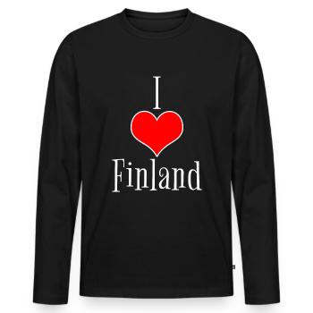 Discover the essence of Finland with our - Men's Premium Organic Long Sleeve Shirt - black - Front - Nico (187cm)