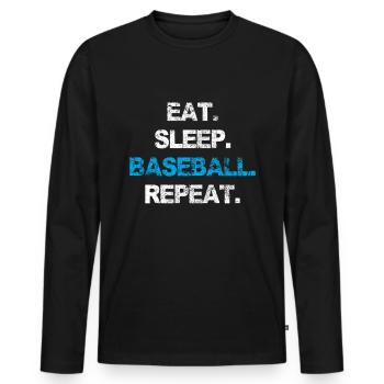 Manger dormir Baseball Receveur répété Lanceur à la maison - T-shirt manches longues Premium bio Homme - noir - Devant - Nico (187cm)