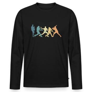 Vintage Baseball Evolution Design Coole - Männer Premium Bio Langarmshirt - Schwarz - Vorne - Nico (187cm)