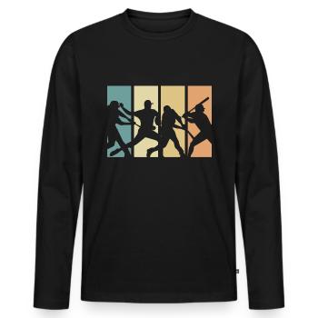 Baseball-Retro-Evolution-Design für - Männer Premium Bio Langarmshirt - Schwarz - Vorne - Nico (187cm)