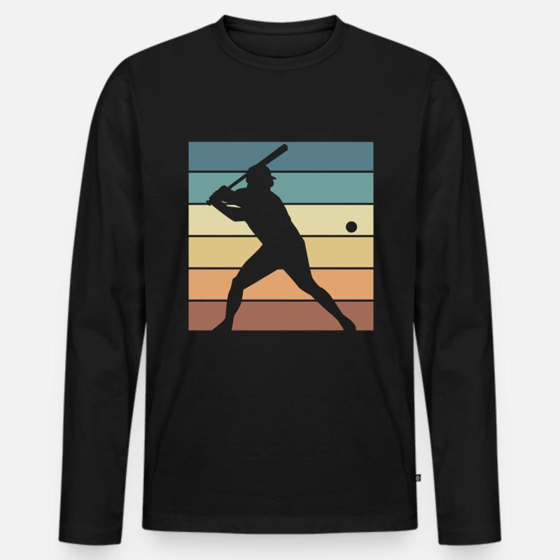 Baseball Retro Evolution Cooler, lustiger - Männer Premium Bio Langarmshirt - Schwarz