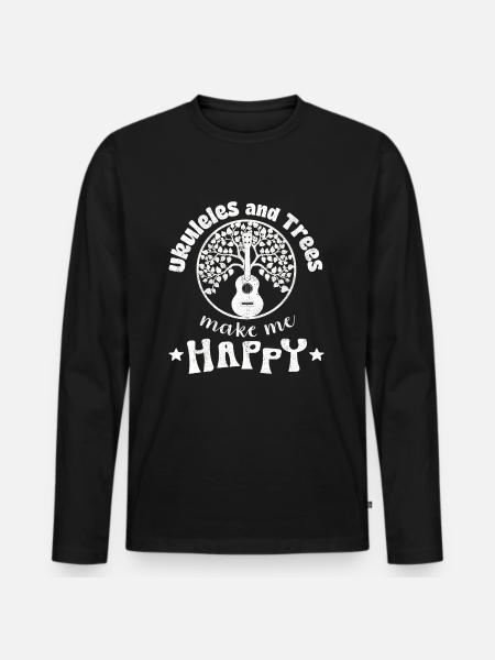 Ukuleles and Trees make me Happy weiss - Men's Premium Organic Long Sleeve Shirt - black