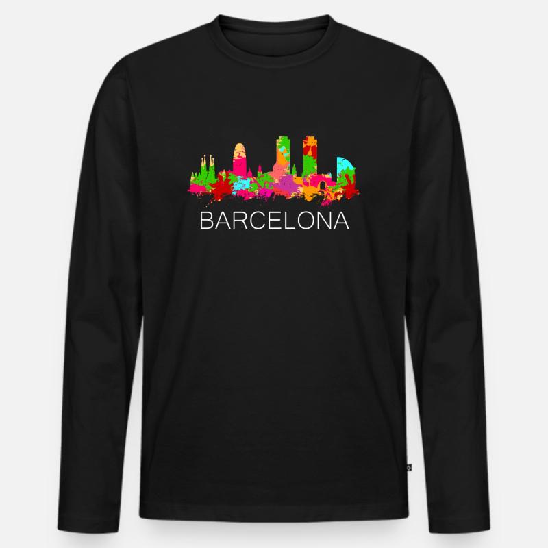 Barcelona - Männer Premium Bio Langarmshirt - Schwarz