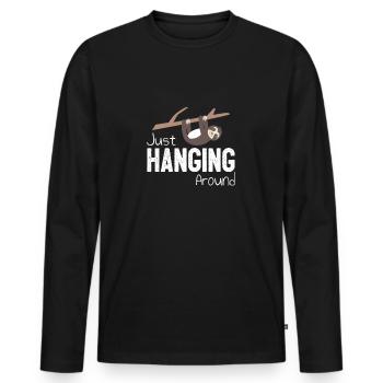 Faultier - Männer Premium Bio Langarmshirt - Schwarz - Vorne - Nico (187cm)