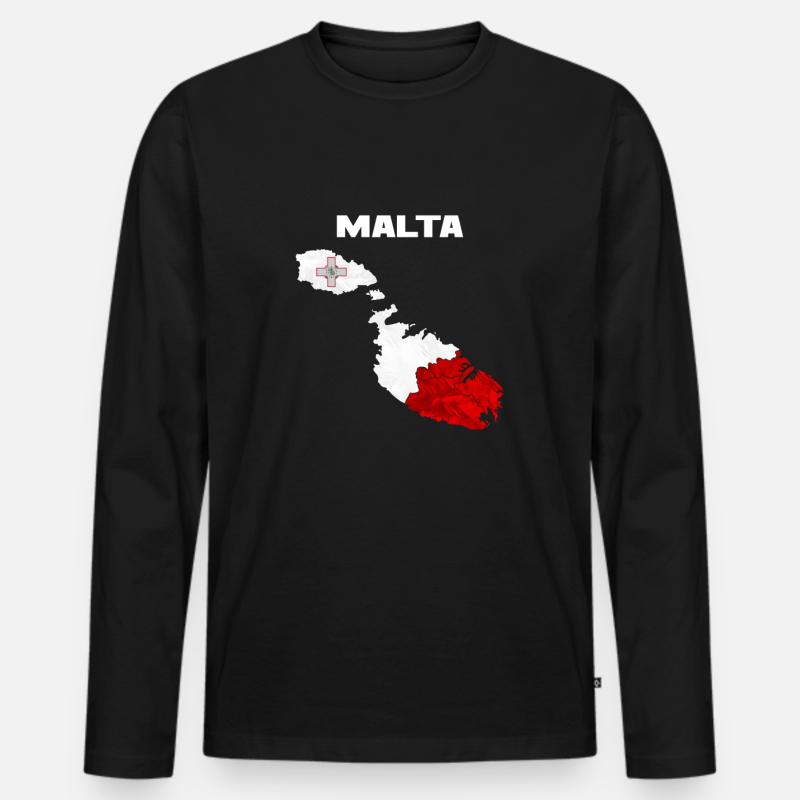 Malta - Männer Premium Bio Langarmshirt - Schwarz