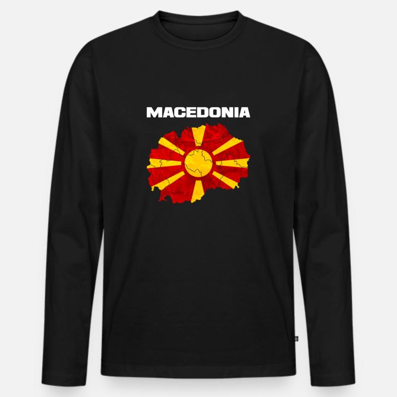 Mazedonien - Männer Premium Bio Langarmshirt - Schwarz