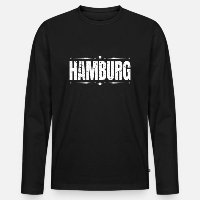 Hamburg - Männer Premium Bio Langarmshirt - Schwarz