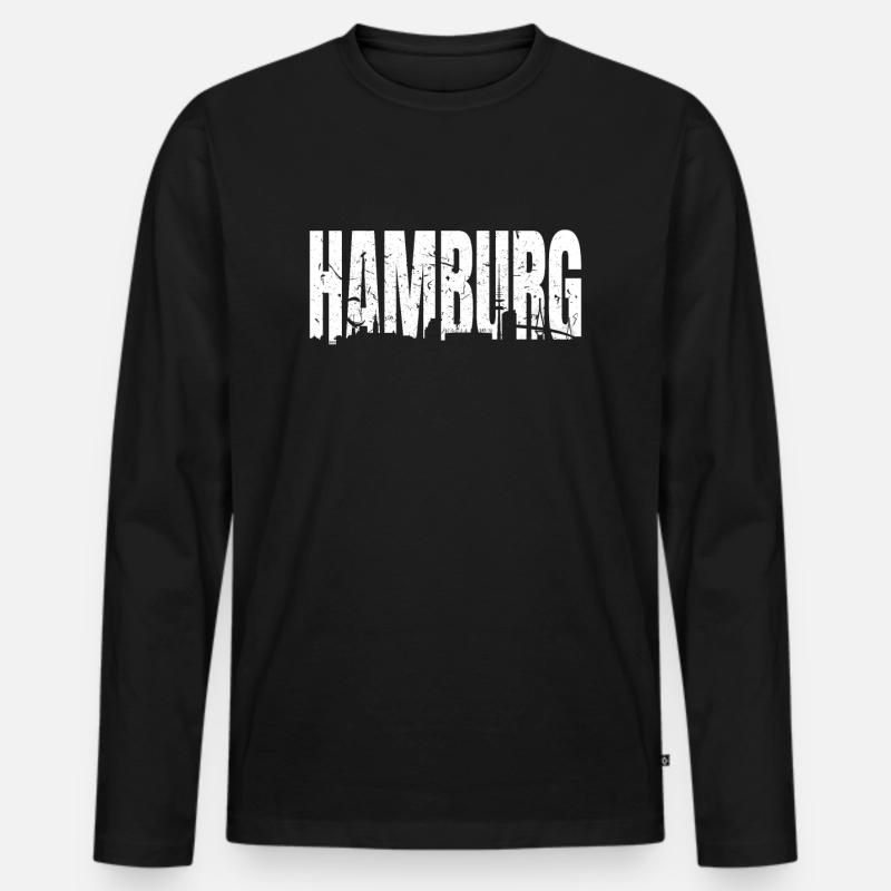 Hamburg - Männer Premium Bio Langarmshirt - Schwarz