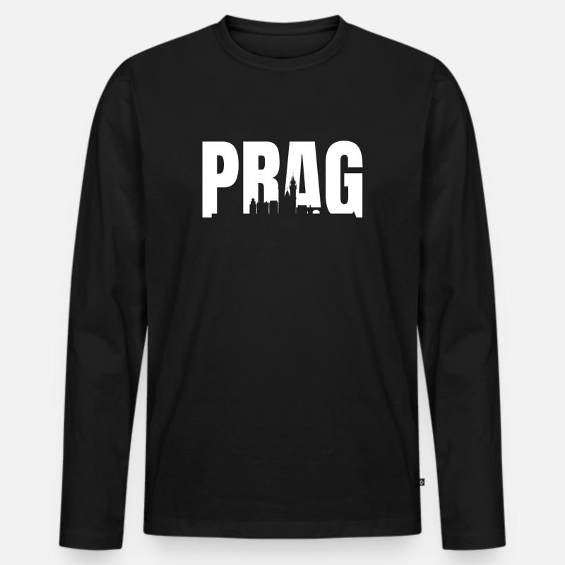 Prag - Männer Premium Bio Langarmshirt - Schwarz