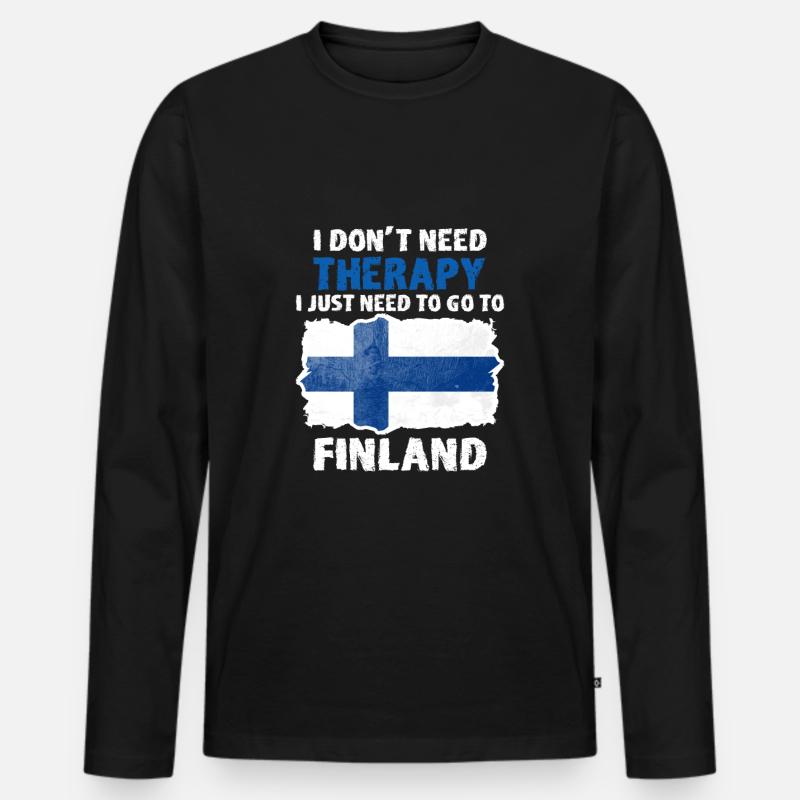 Finland - Männer Premium Bio Langarmshirt - Schwarz