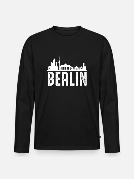 Berlin - Männer Premium Bio Langarmshirt - Schwarz