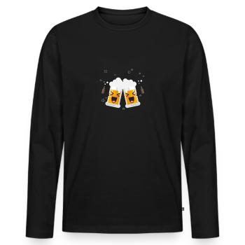 beer - Men's Premium Organic Long Sleeve Shirt - black - Front - Nico (187cm)