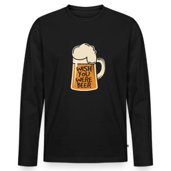 bière - T-shirt manches longues Premium bio Homme - noir - Devant - Nico (187cm)