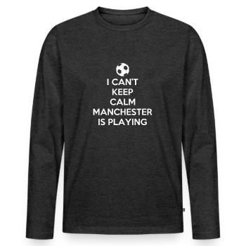 Manchester - T-shirt manches longues Premium bio Homme - anthracite chiné - Devant - Nico (187cm)