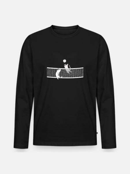 Katzen spielen Volleyball - Männer Premium Bio Langarmshirt - Schwarz