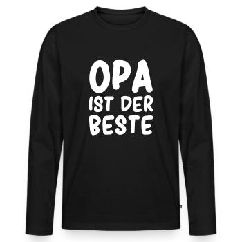 Opa ist der Beste - Männer Premium Bio Langarmshirt - Schwarz - Vorne - Nico (187cm)