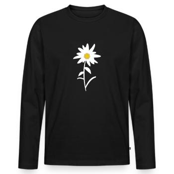 Alpen Edelweiss Blume Pflanze - Edelweiß Pflanze - Männer Premium Bio Langarmshirt - Schwarz - Vorne - Nico (187cm)
