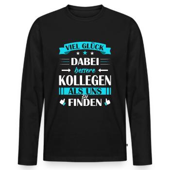 Jobwechsel Abschiedsgeschenk Kollege - Abschied - Männer Premium Bio Langarmshirt - Schwarz - Vorne - Nico (187cm)