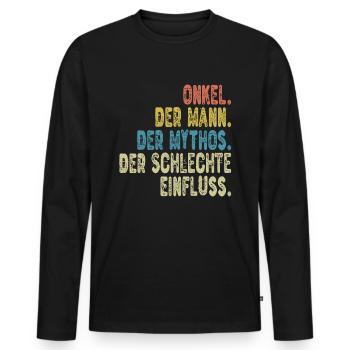 Onkel Geschenkidee - Bester Onkel auf der Welt - Männer Premium Bio Langarmshirt - Schwarz - Vorne - Nico (187cm)