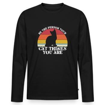 Chat Chats Sunset Amis chats - T-shirt manches longues Premium bio Homme - noir - Devant - Nico (187cm)