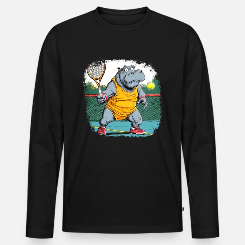 Nilpferde Tennis - Männer Premium Bio Langarmshirt - Schwarz