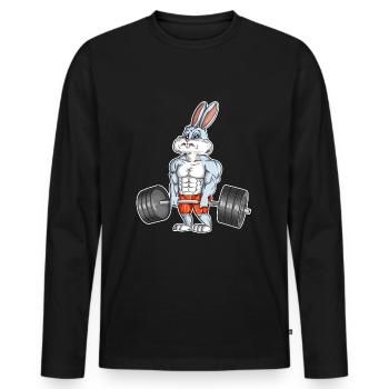 Body de sport de conditionnement physique de culturisme de lapin de Pâques - T-shirt manches longues Premium bio Homme - noir - Devant - Nico (187cm)