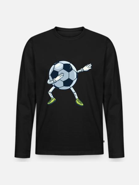 Dabbing Fußball - Männer Premium Bio Langarmshirt - Schwarz