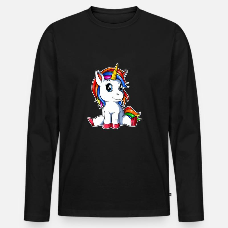 Einhorn - Männer Premium Bio Langarmshirt - Schwarz