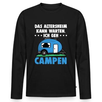 Camper Camping Wohnwagen Wohnmobile Geschenk Mann - Männer Premium Bio Langarmshirt - Schwarz - Vorne - Nico (187cm)