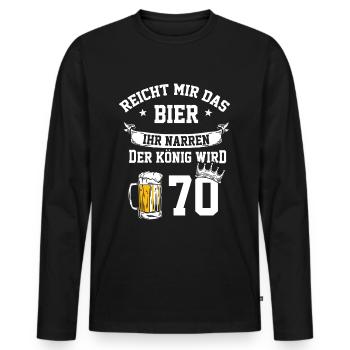 70 Bier Party Geburtstag Geschenk Idee - Männer Premium Bio Langarmshirt - Schwarz - Vorne - Nico (187cm)