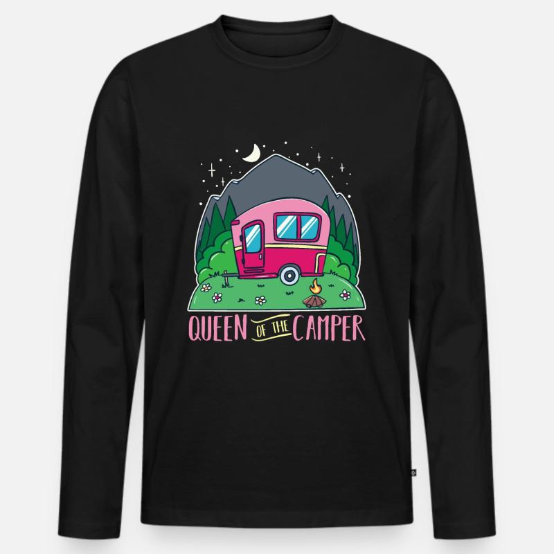 Camper Camping Wohnwagen Wohnmobile - Männer Premium Bio Langarmshirt - Schwarz