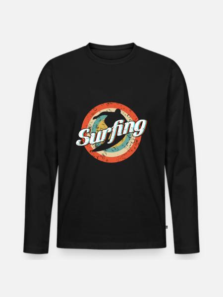 surfing - Men's Premium Organic Long Sleeve Shirt - black