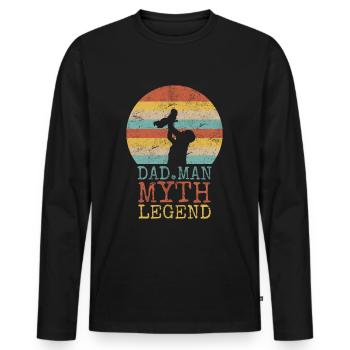 DAD MAN MYTH LEGEND - Männer Premium Bio Langarmshirt - Schwarz - Vorne - Nico (187cm)