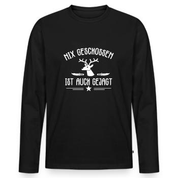 Jäger - Männer Premium Bio Langarmshirt - Schwarz - Vorne - Nico (187cm)