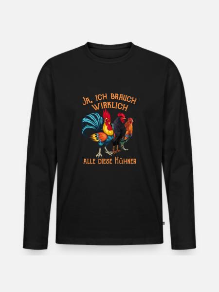 Hühner - Männer Premium Bio Langarmshirt - Schwarz