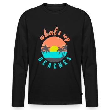 quoi de neuf plages - T-shirt manches longues Premium bio Homme - noir - Devant - Nico (187cm)
