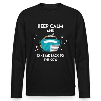 Retro 90s 90s Party 1990 Musique des années 90 - T-shirt manches longues Premium bio Homme - noir - Devant - Nico (187cm)