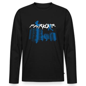 Parkour - T-shirt manches longues Premium bio Homme - noir - Devant - Nico (187cm)