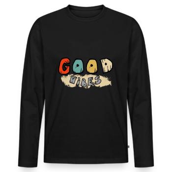 vibes - Men's Premium Organic Long Sleeve Shirt - black - Front - Nico (187cm)