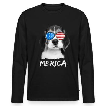 Beagle USA America Chien US États-Unis - T-shirt manches longues Premium bio Homme - noir - Devant - Nico (187cm)