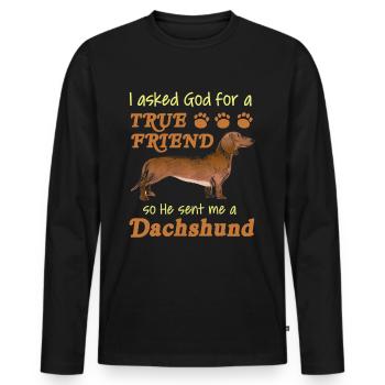 Dackel - Männer Premium Bio Langarmshirt - Schwarz - Vorne - Nico (187cm)