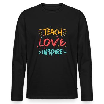 Lustige Lehrer Englisch Deutsch Geschenkidee - Männer Premium Bio Langarmshirt - Schwarz - Vorne - Nico (187cm)